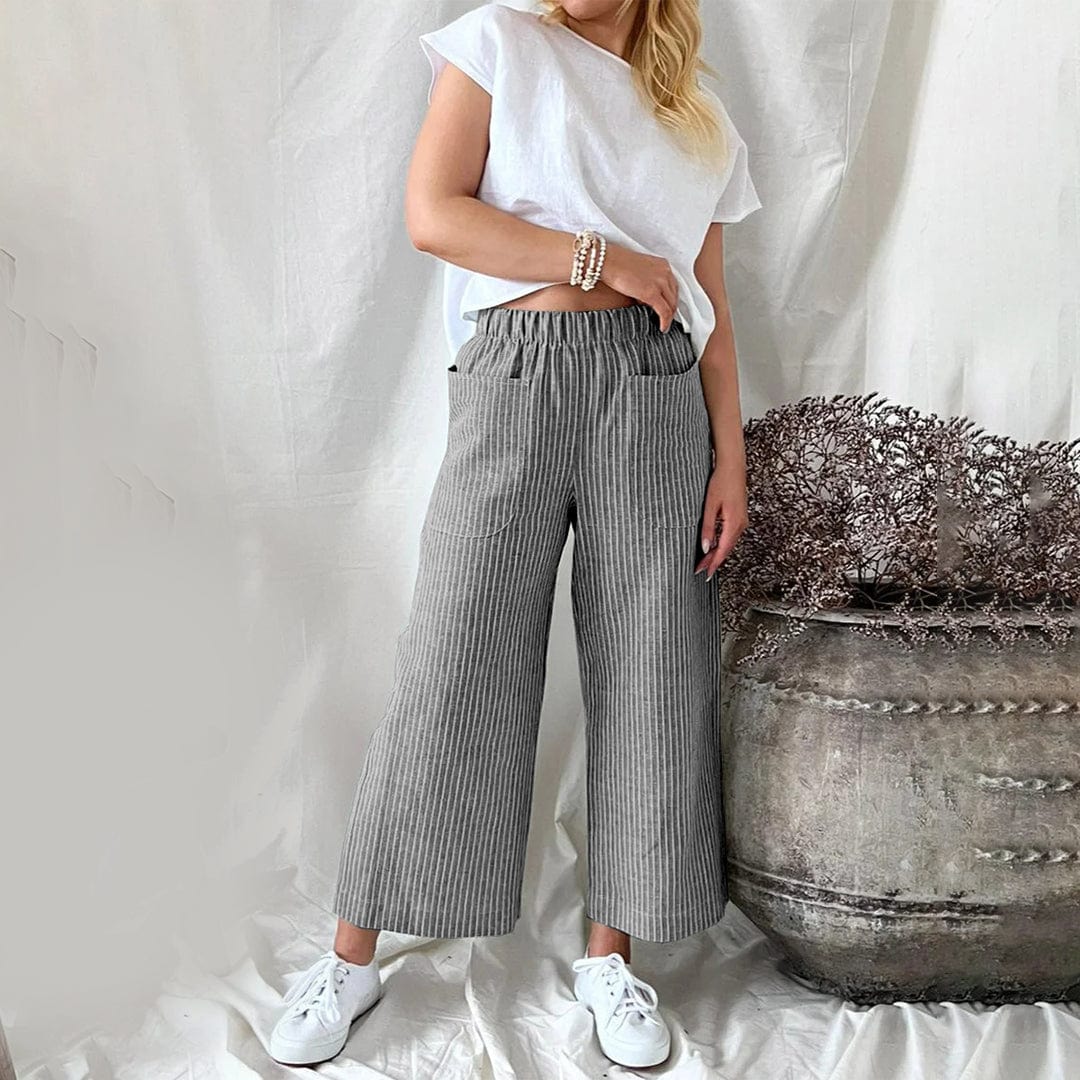 Women’s Trousers Wide-Leg Cut Elastic Waistband