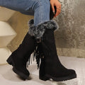 Mid-Calf Boots Pull-On Style Fluffy Texture