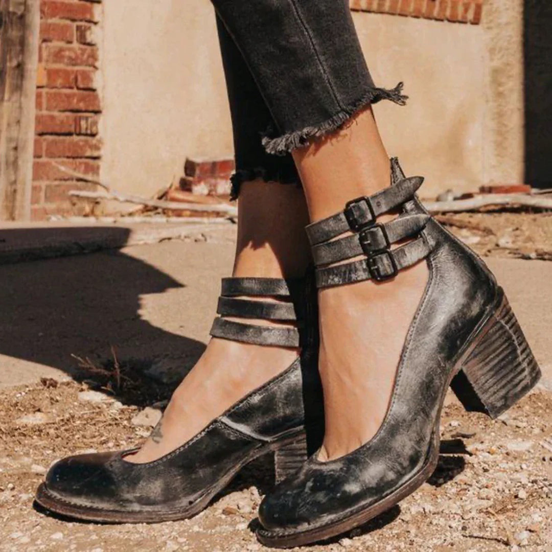 Vintage Ankle Boots with Double Straps