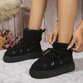 Mid-Calf Boots Thick Platform Lace-Up