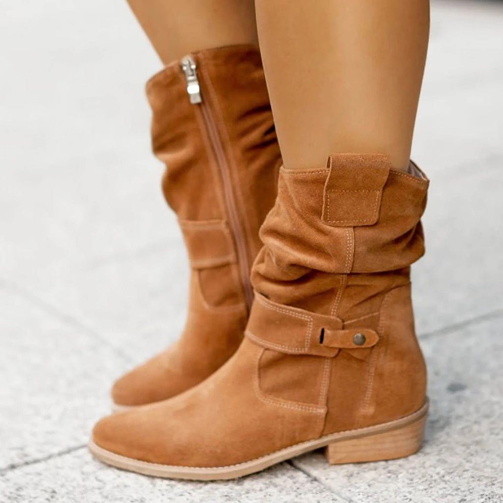 Classic Ankle Boots with Pleated Detail