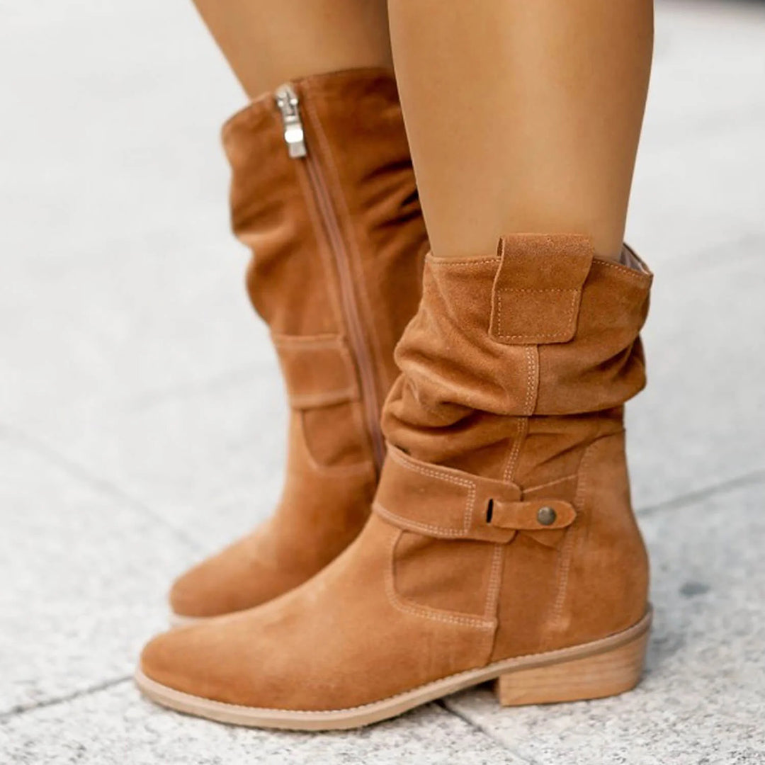 Classic Ankle Boots with Pleated Detail