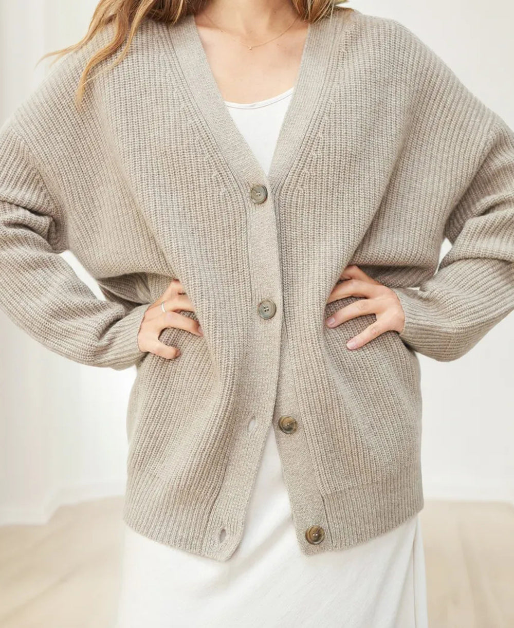 Cardigan Straight Cut Hip-Length Smooth Surface