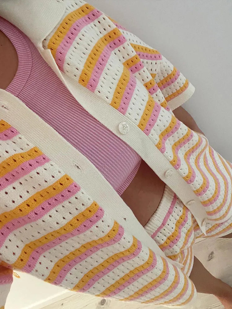 Two-Piece Set Loose Fit Hollow Knit