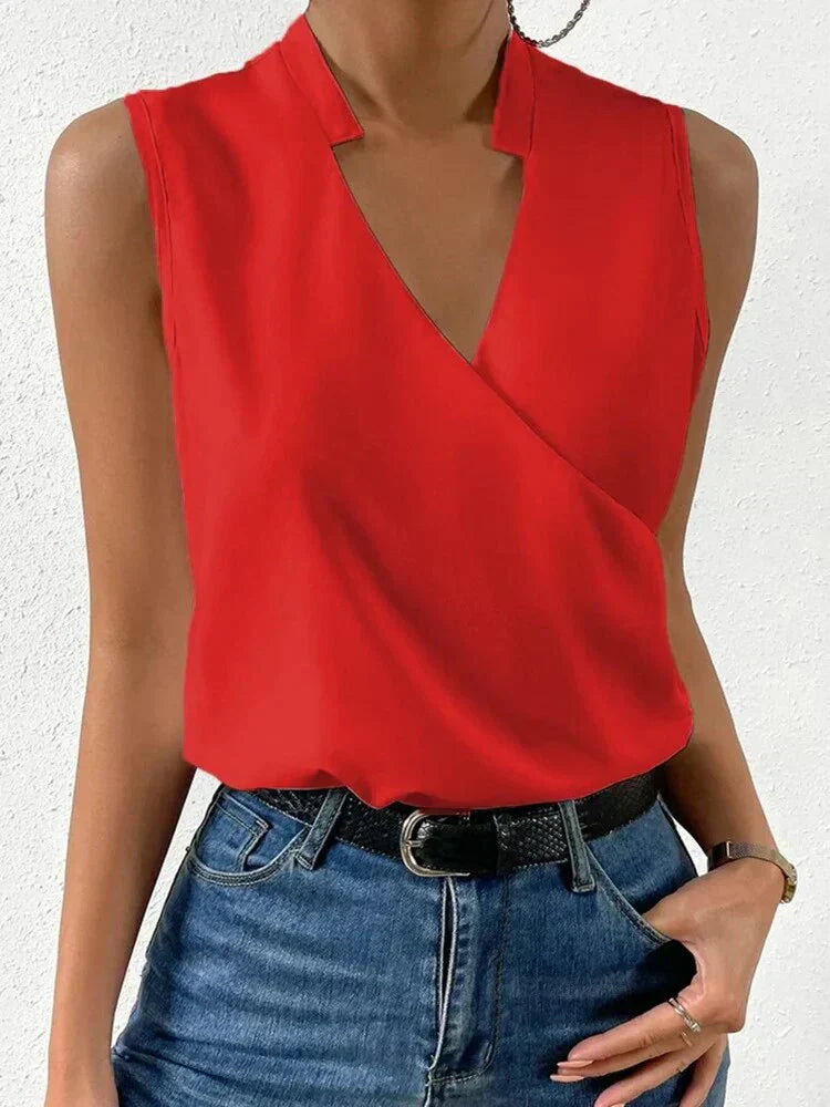 Sleeveless Wrap Top Deep V-Neck