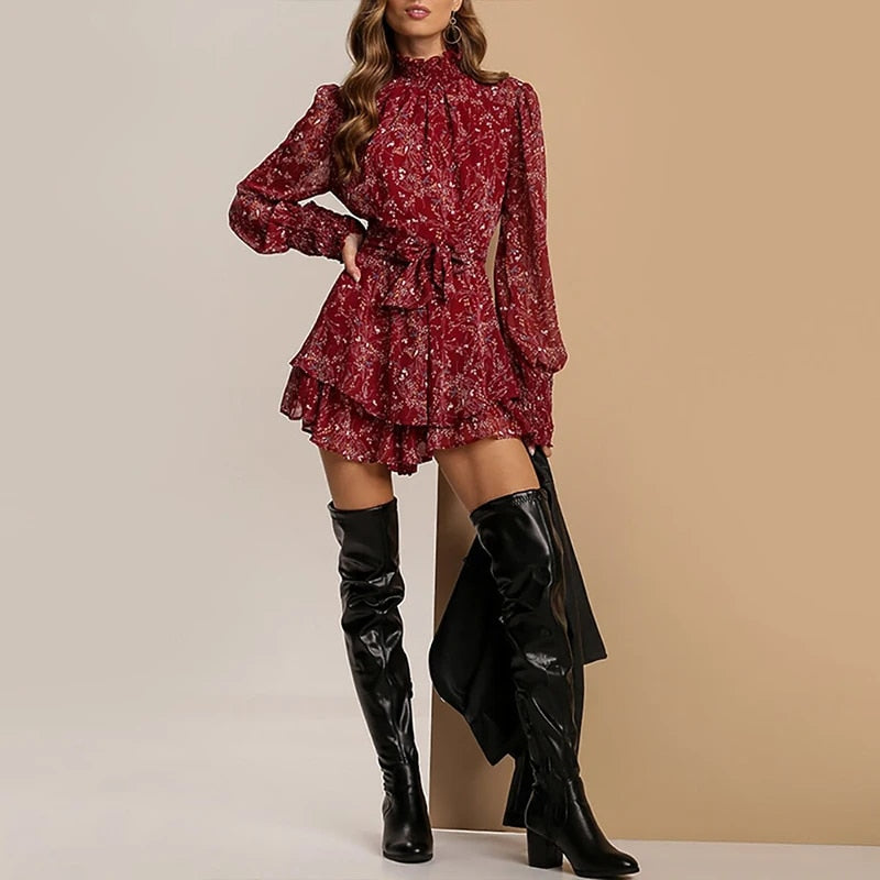 Mini Dress Long Sleeve Ruffled