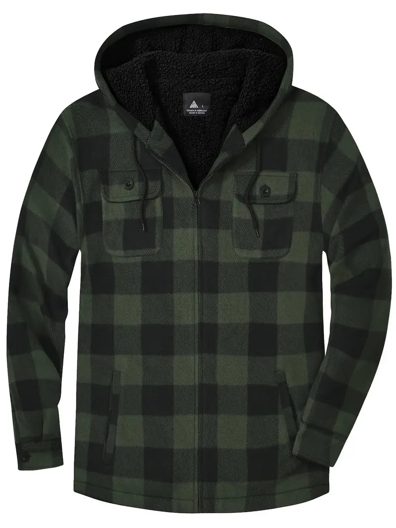 Men’s Hooded Coat Medium Length Straight Cut