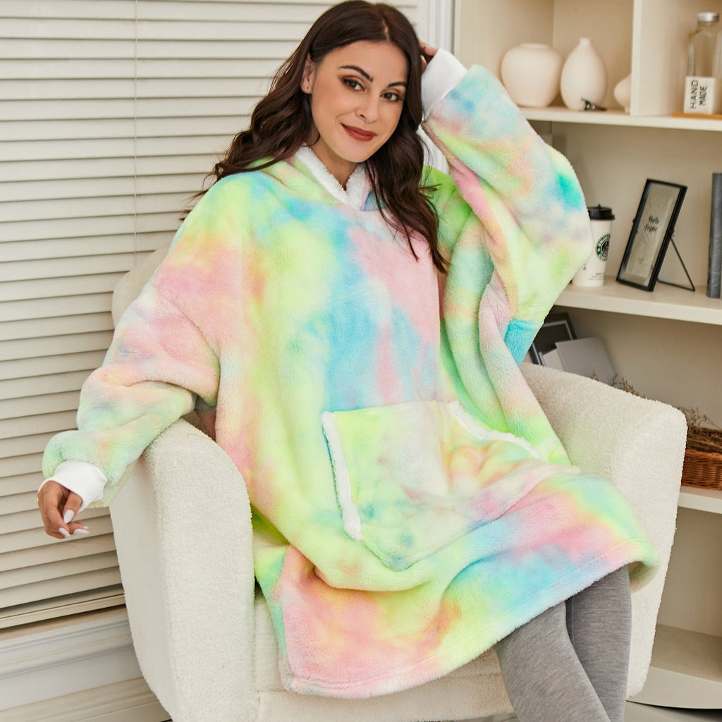 Hoodie and Blanket Combo Loose Fit Long
