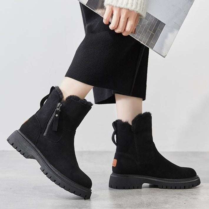Mid-Calf Boots Straight Silhouette Textured Sole