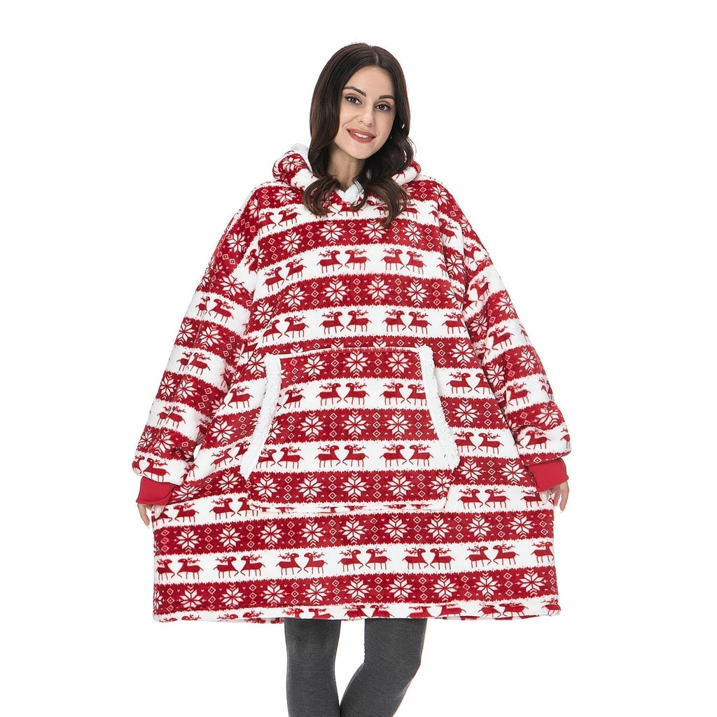 Hoodie and Blanket Combo Loose Fit Long