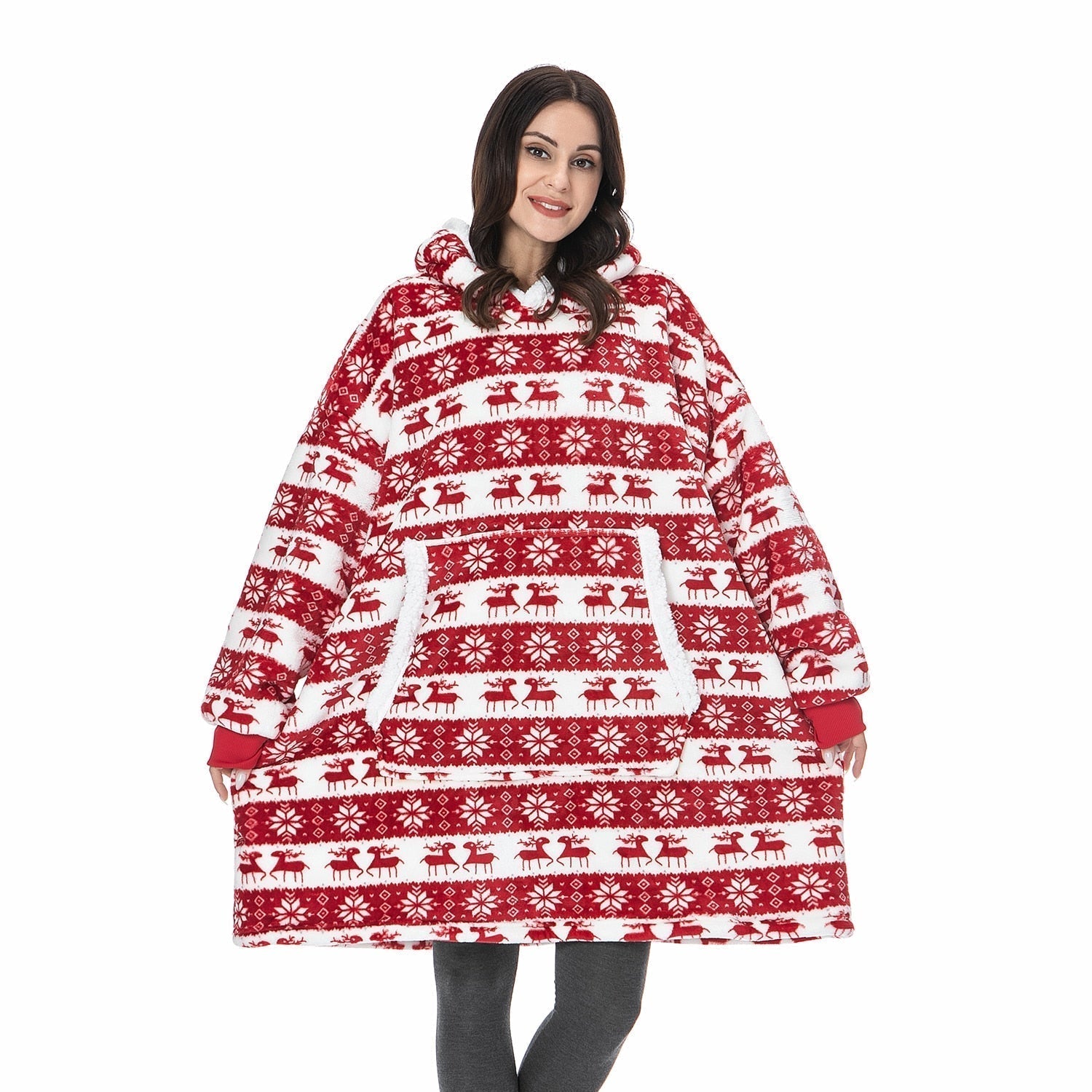 Hoodie and Blanket Combo Loose Fit Long