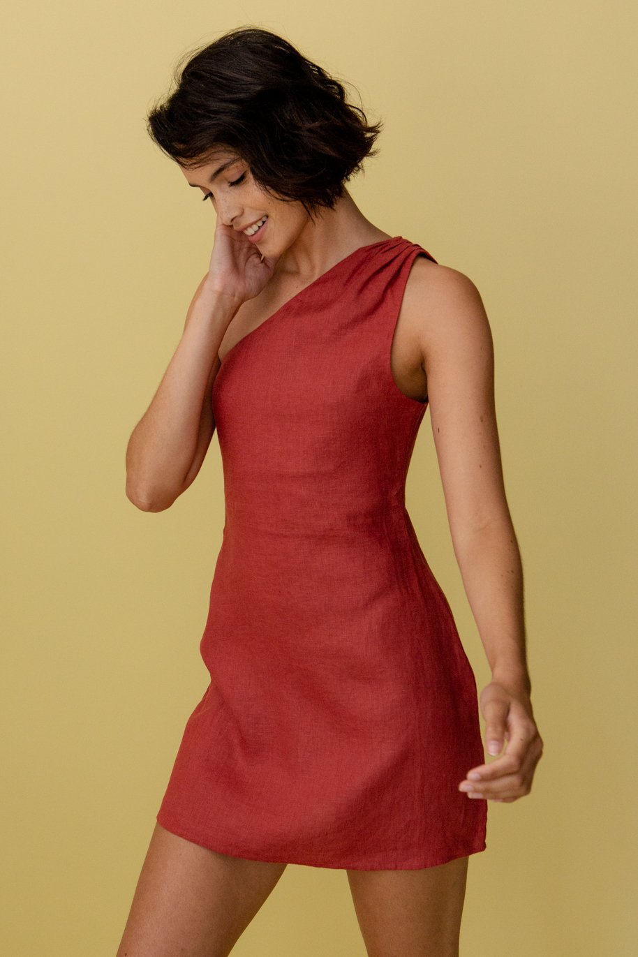 Asymmetric One-Shoulder Mini Dress Fitted