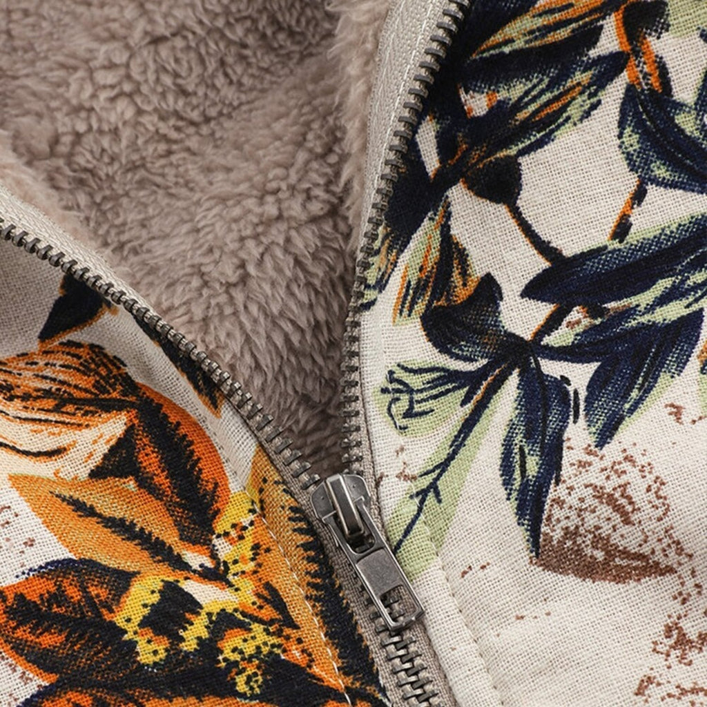 Jacket Tailored Shape Hip-Length Floral Pattern