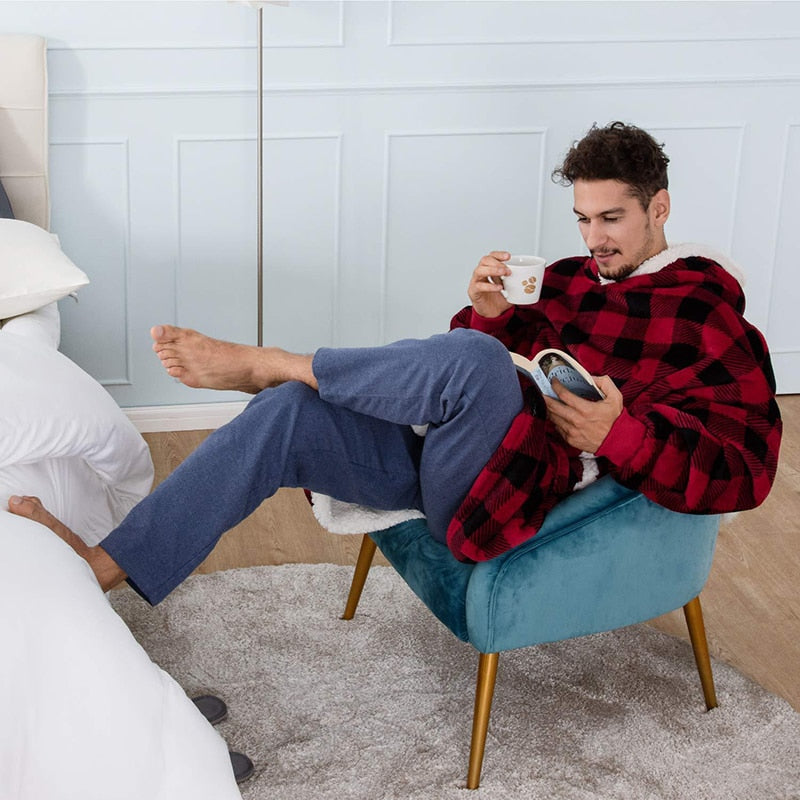 Hoodie and Blanket Combo Loose Fit Long