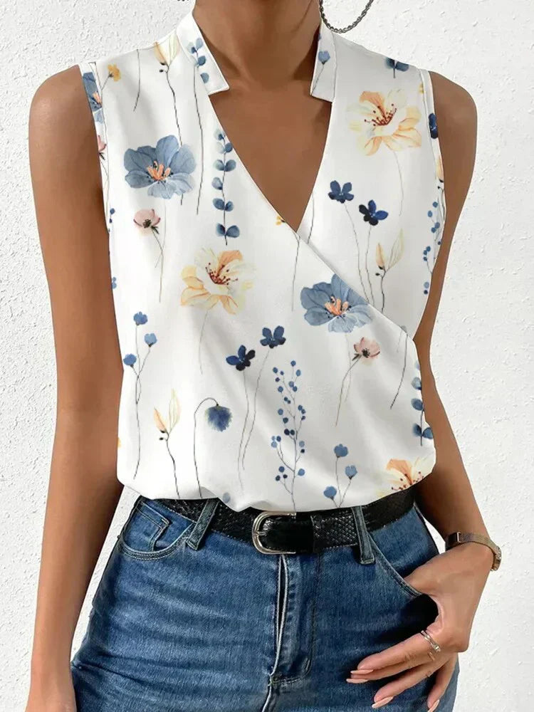 Sleeveless Wrap Top Deep V-Neck
