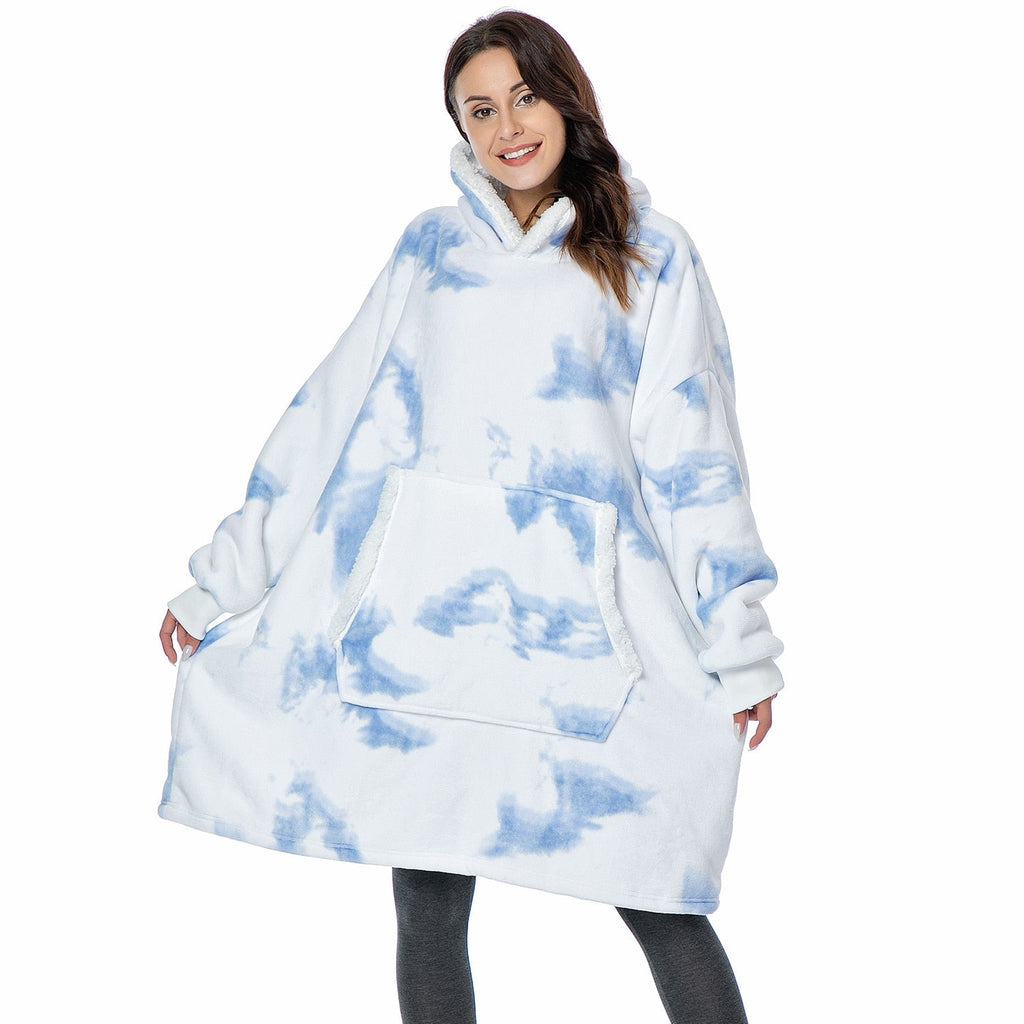 Hoodie and Blanket Combo Loose Fit Long