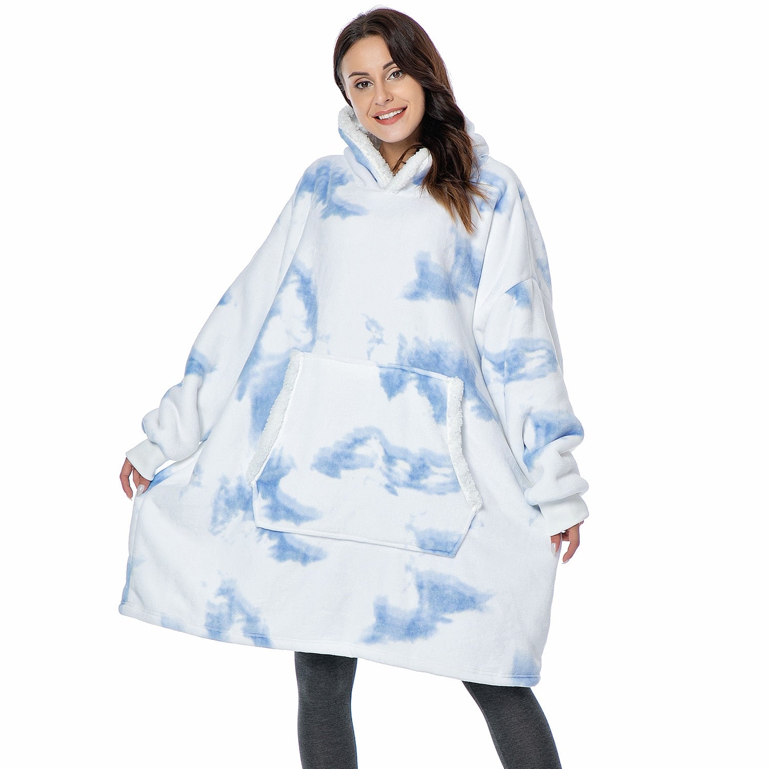 Hoodie and Blanket Combo Loose Fit Long