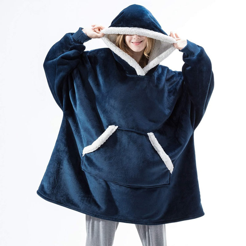 Hoodie and Blanket Combo Loose Fit Long