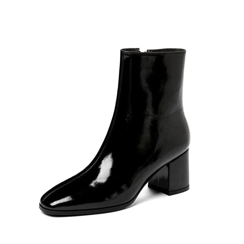 Women’s Ankle Boots Straight Shape Side Zip Smooth