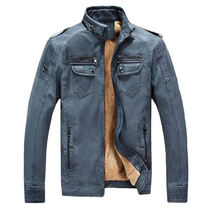Men’s Biker Jacket Straight Cut Zipped Front