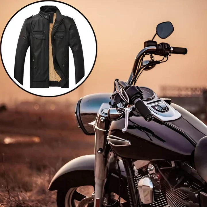 Men’s Biker Jacket Straight Cut Zipped Front