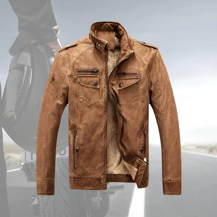 Men’s Biker Jacket Straight Cut Zipped Front