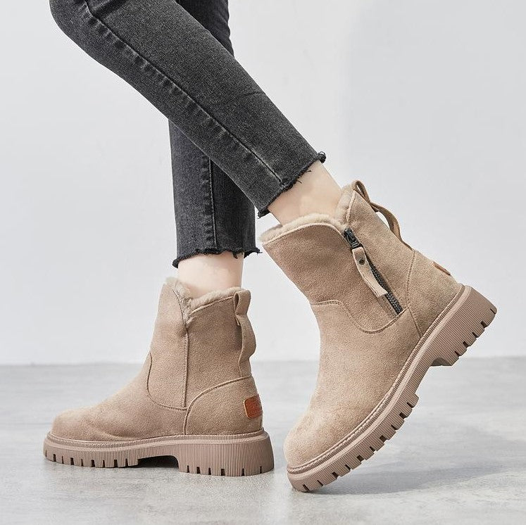 Mid-Calf Boots Straight Silhouette Textured Sole