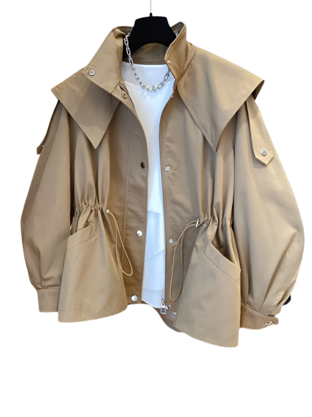 Women’s Hooded Jacket Straight Shape Long Sleeve