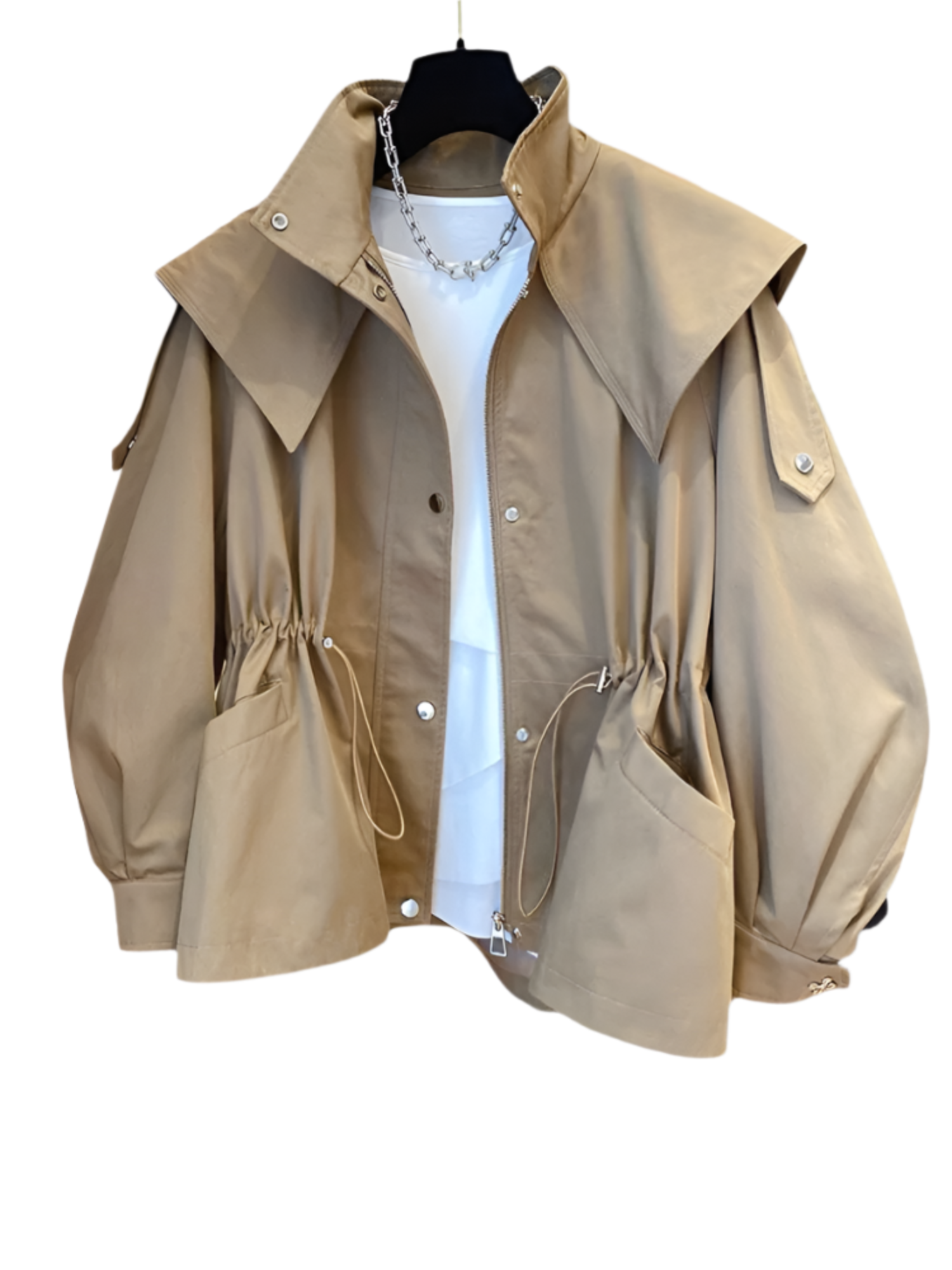 Women’s Hooded Jacket Straight Shape Long Sleeve