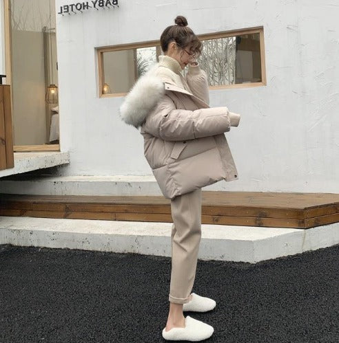 Women’s Hip-Length Jacket Straight Cut Attached Hood