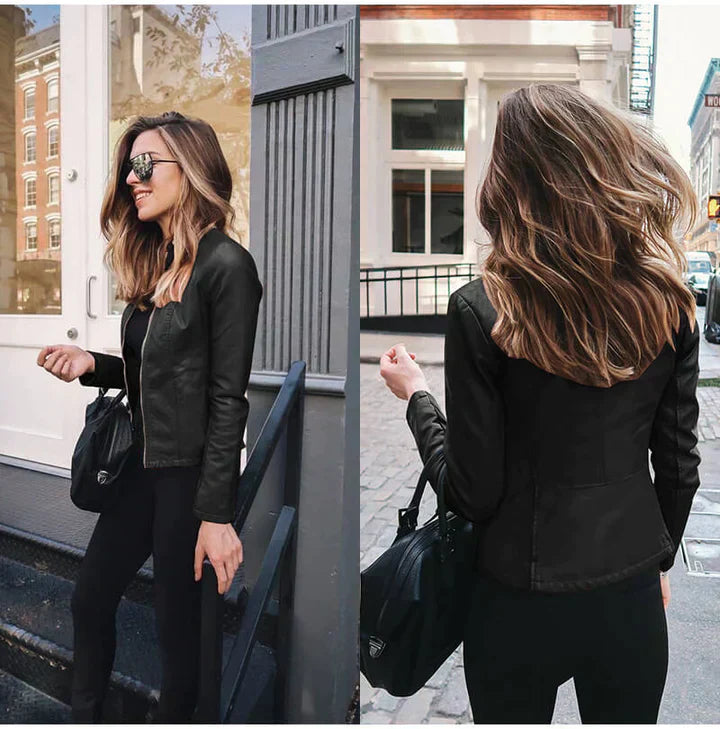 Structured Leather Jacket Long Sleeve