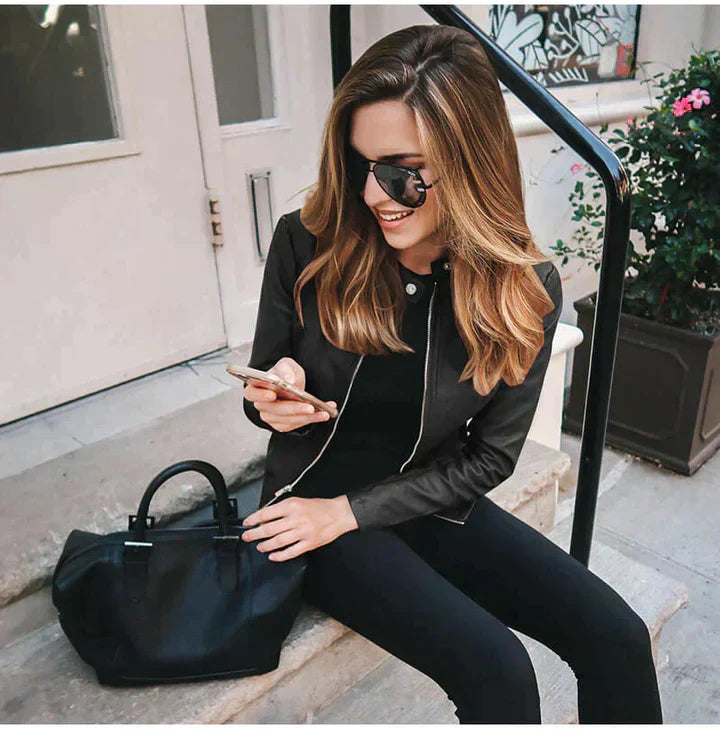 Structured Leather Jacket Long Sleeve