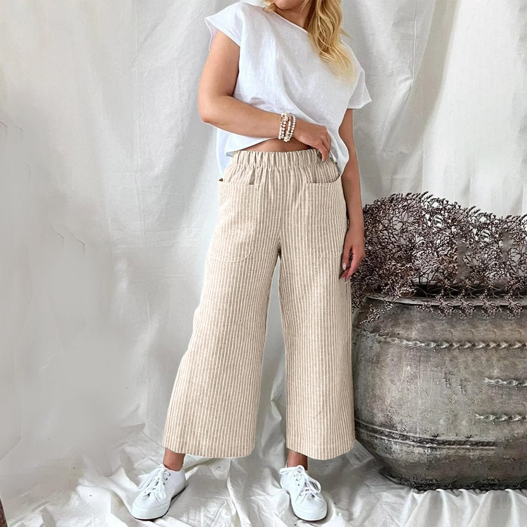 Women’s Trousers Wide-Leg Cut Elastic Waistband