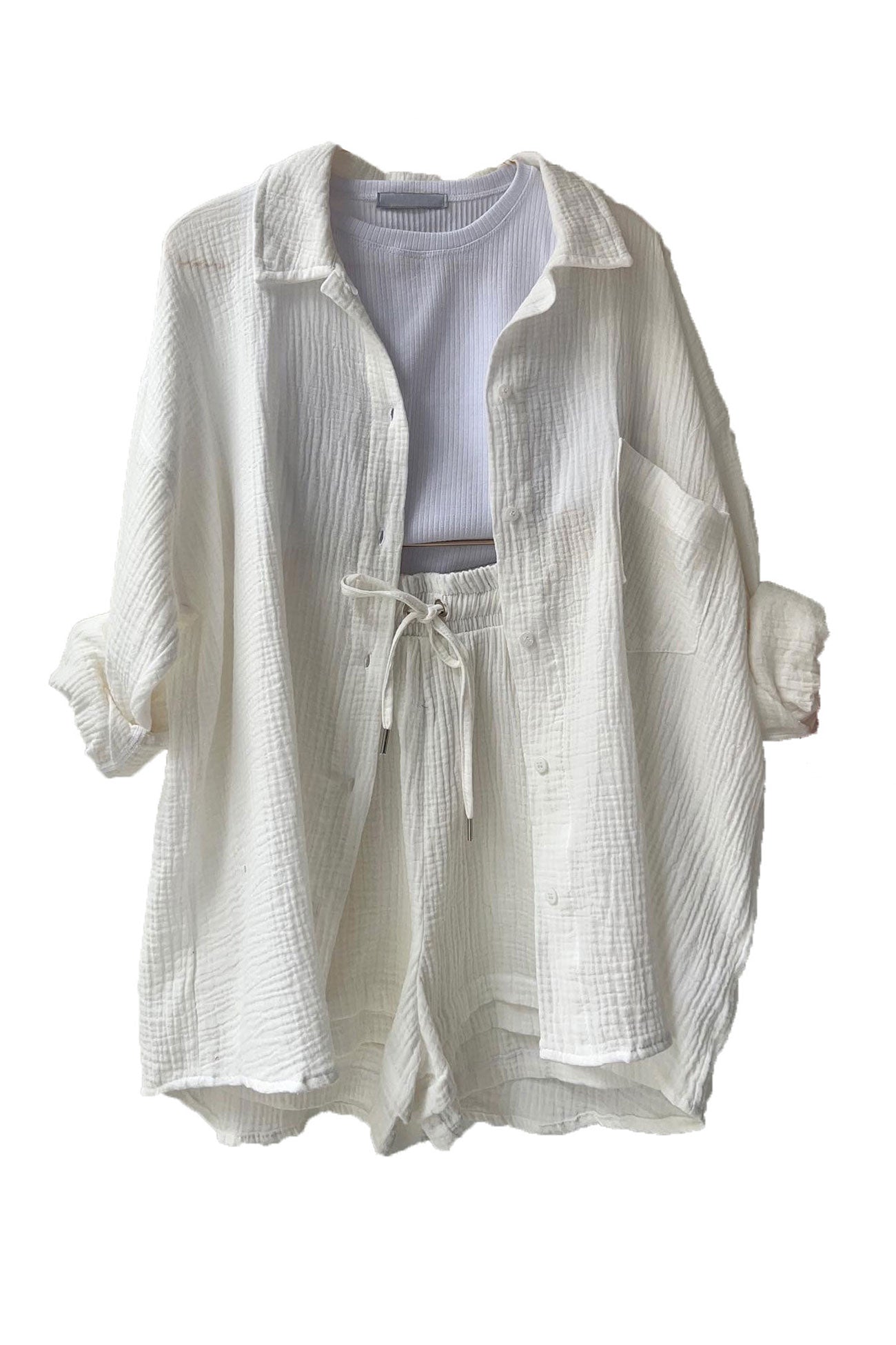 Oversized Shirt & High-Waist Shorts Set