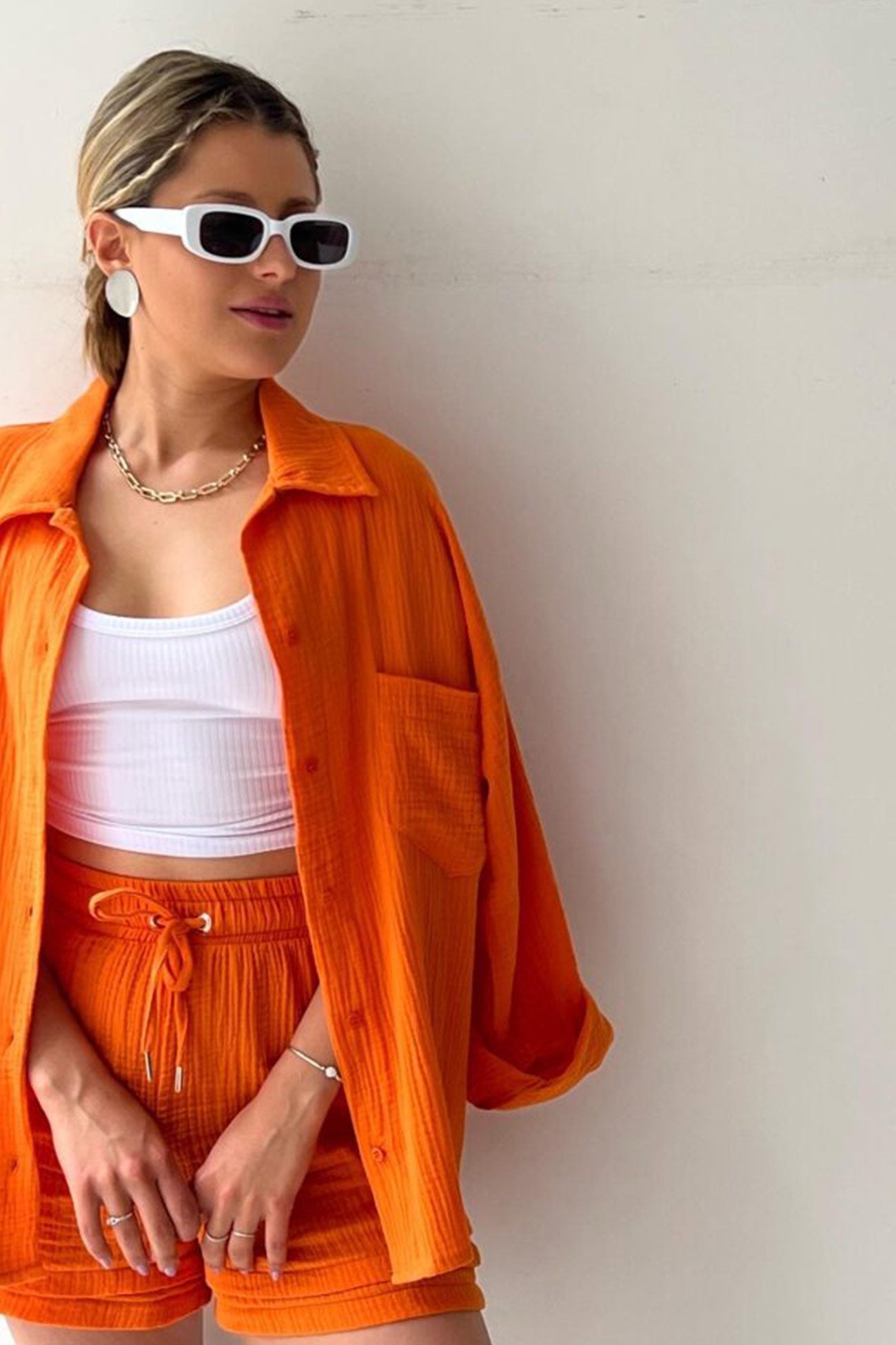 Oversized Shirt & High-Waist Shorts Set