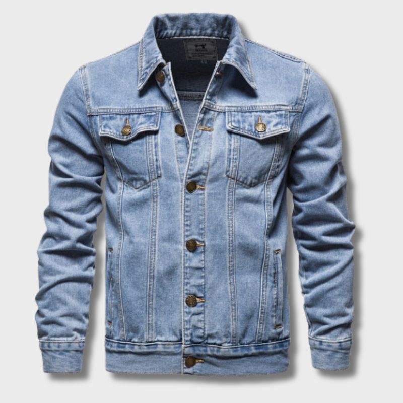 Men's Straight Denim Jacket Waist Length