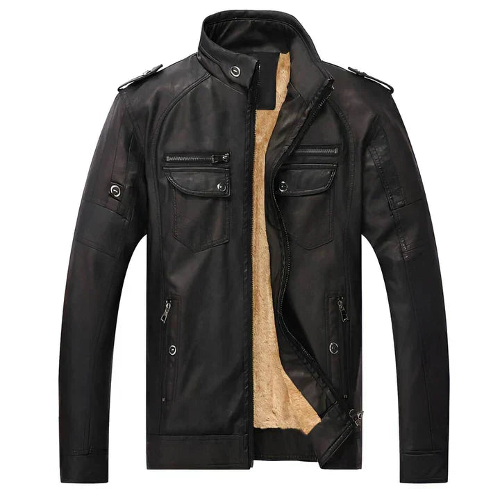 Men’s Biker Jacket Straight Cut Zipped Front