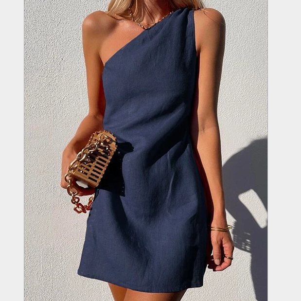 Asymmetric One-Shoulder Mini Dress Fitted