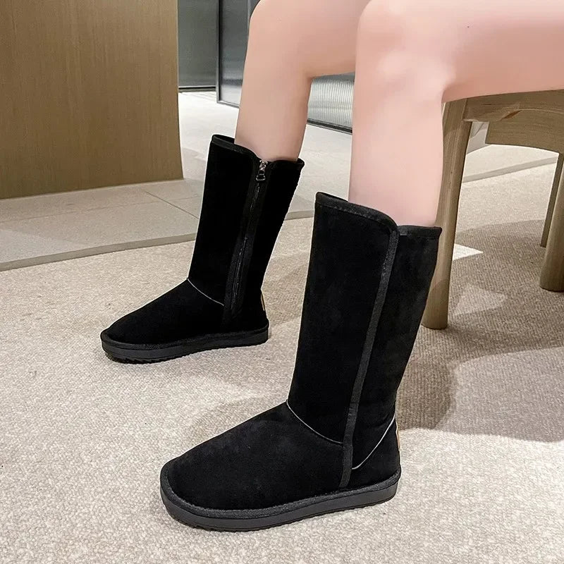 Women's Ankle Boots Flat Suede with Zip