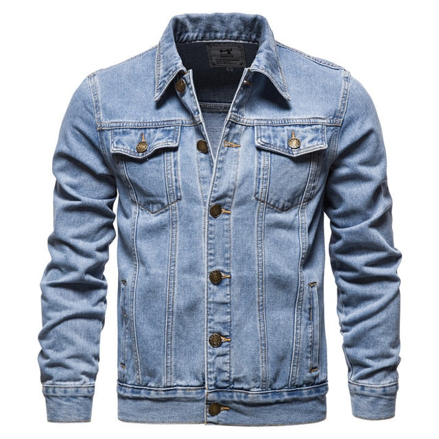 Men's Straight Denim Jacket Waist Length