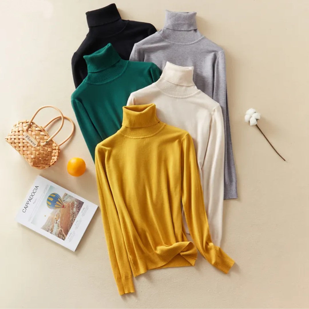 Knitted Turtleneck Jumper Straight Shape Long Sleeve