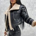Women’s Biker Jacket Fitted Shape with Fur Trim
