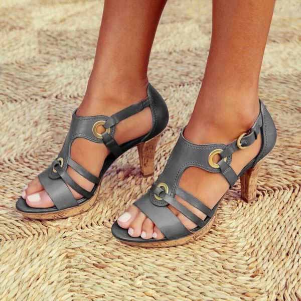 Women’s Sandals Open-Toe Block Heel