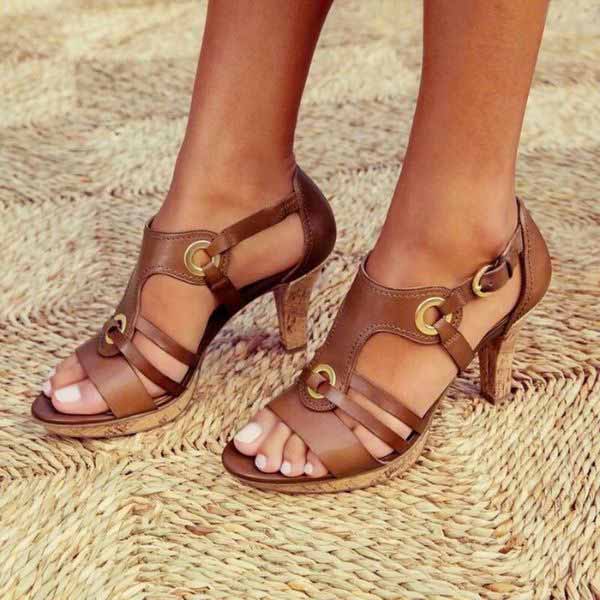 Women’s Sandals Open-Toe Block Heel