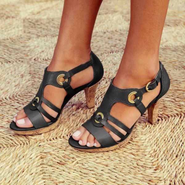 Women’s Sandals Open-Toe Block Heel