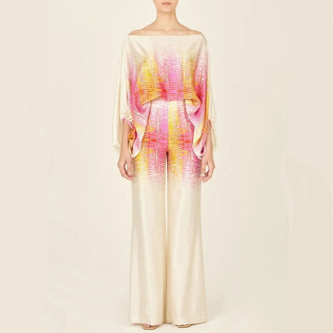 Off-Shoulder Set Loose Fit Palazzo Trousers