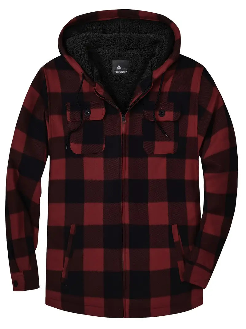 Men’s Hooded Coat Medium Length Straight Cut