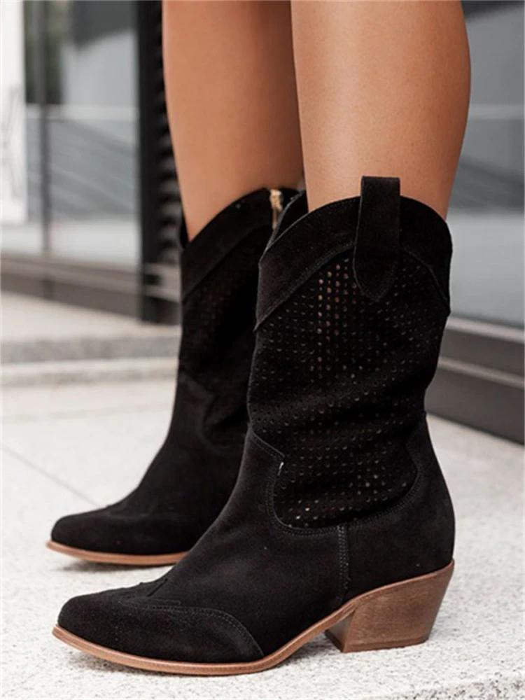 Women’s Ankle Boots Western Shape Dotted Pattern