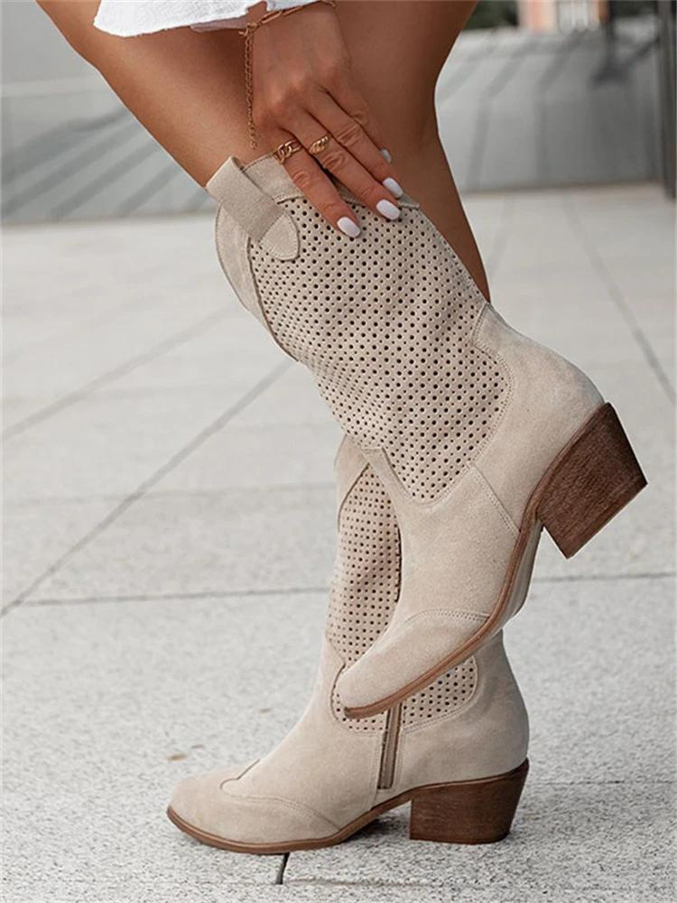 Women’s Ankle Boots Western Shape Dotted Pattern