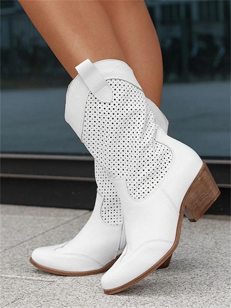 Women’s Ankle Boots Western Shape Dotted Pattern